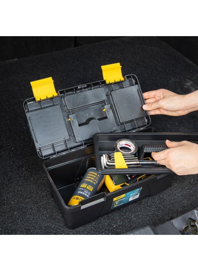Deli 13-Inch Plastic Tool Box – 2-Compartment, Double-Layer Folding Storage, Portable Organizer with Handle, for Tools, Travel & Home Use – DE-EDL432413 - Image 4
