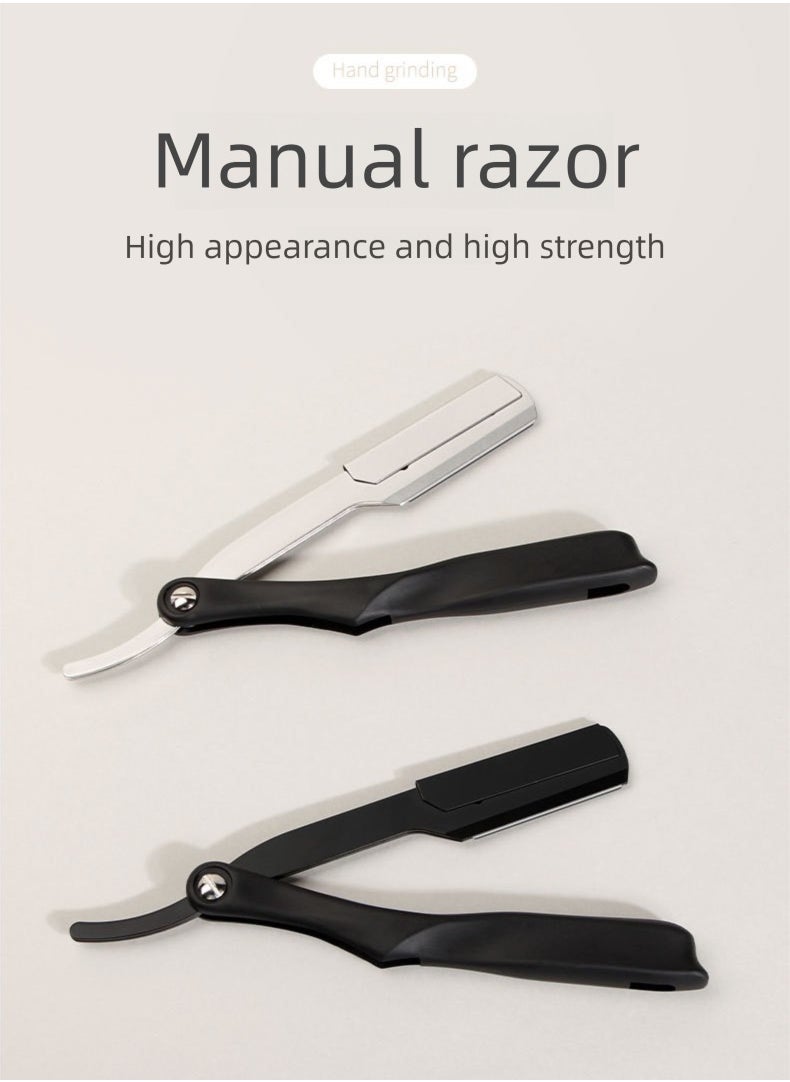 GUTCHE Men's Razor, Old Style ABS Stainless Steel Folding Razor for Shaving, Eyebrow Trimming, Face Trimming, Suitable for Beauty Salon and Home  - Image 3