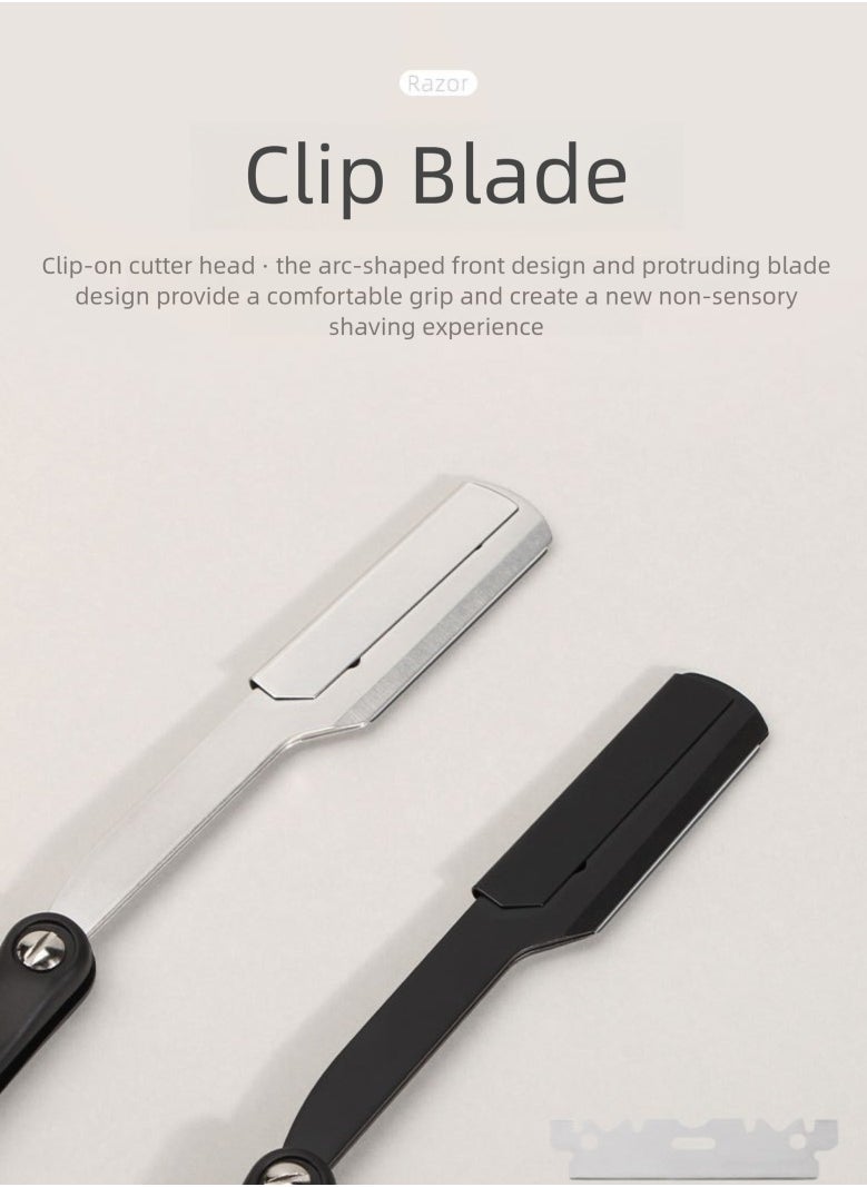 GUTCHE Men's Razor, Old Style ABS Stainless Steel Folding Razor for Shaving, Eyebrow Trimming, Face Trimming, Suitable for Beauty Salon and Home  - Image 5