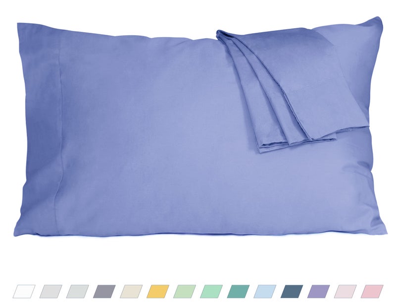 HOMTEC Cotton Pillow Cases King Size Set of 2 20 by 40 inches King Pillow Cases Purplish Blue King Pillow Cases King Pillowcases Cotton Percale Weave Pre-Shrunk Breathable and Hypoallergenic - Image 1