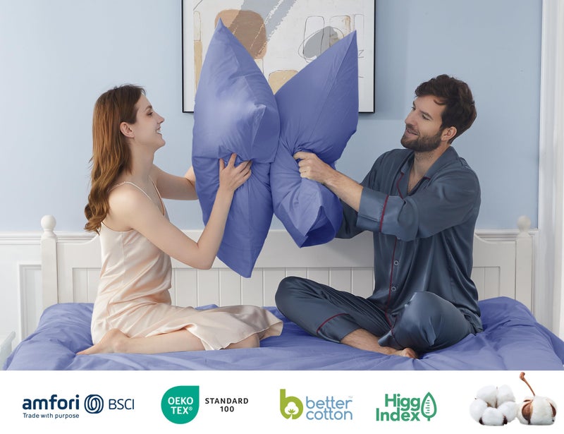 HOMTEC Cotton Pillow Cases King Size Set of 2 20 by 40 inches King Pillow Cases Purplish Blue King Pillow Cases King Pillowcases Cotton Percale Weave Pre-Shrunk Breathable and Hypoallergenic - Image 5