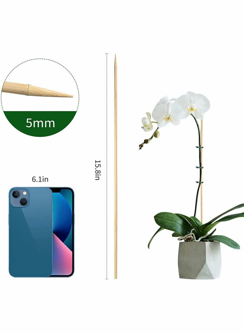 واي آند دي KASTWAVE Bamboo Plant Stakes,100 Pack 40cm Sticks Support,Floral Support Wooden,Indoor Gardening Supports,Wooden Sign Posting Garden Sticks,with 9 cm Wires (200 pcs)  - Image 3