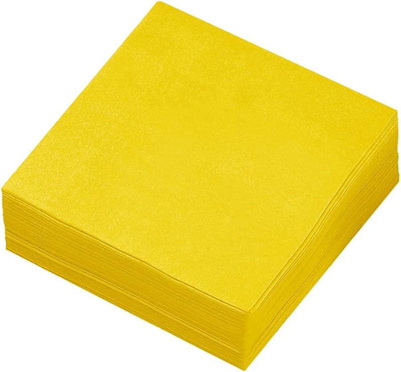 مناديل حفلات صفراء زاهية يمكن التخلص منها 80 قطعة ورق سميك ناعم لمستلزمات العطلات وأعياد الميلاد بالجملة - Image 2