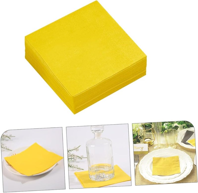 مناديل حفلات صفراء زاهية يمكن التخلص منها 80 قطعة ورق سميك ناعم لمستلزمات العطلات وأعياد الميلاد بالجملة - Image 3