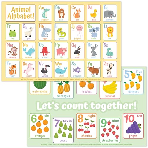Bright Seed Disposable Placemats for Baby, Toddlers and Kids, Animals ABC & Numbers, 40 Disposable Baby mats for Restaurant, Dining Table & Travel, Learning Placemats for Kids, Toddler Travel - Image 1