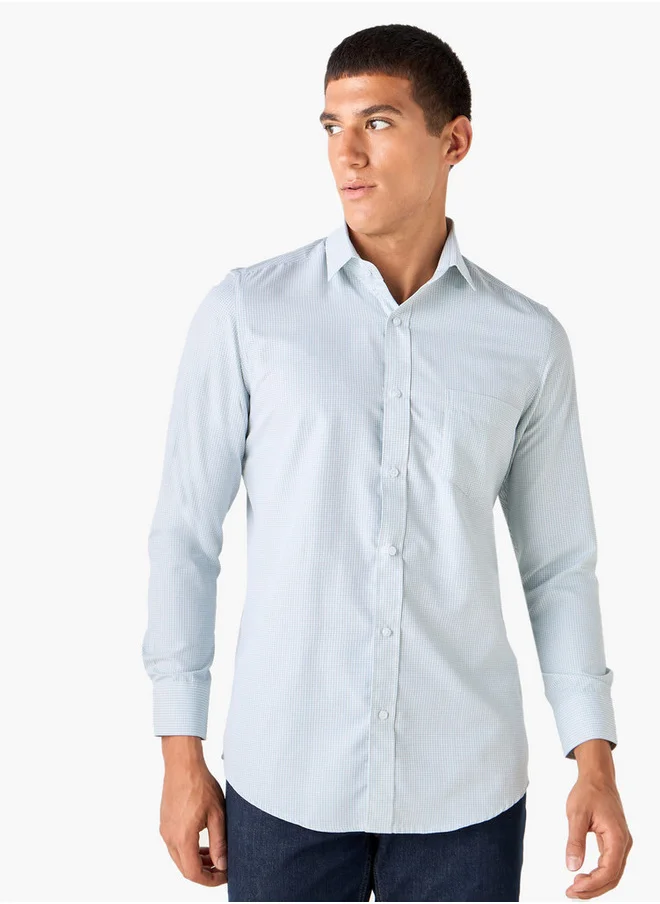 سبلاش فيڤ Regular Fit Checked Shirt with Collar and Long Sleeves
