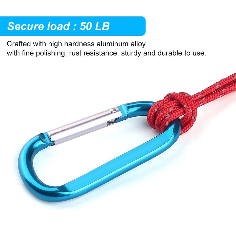 ELEPHANTBOAT® 5PCS Carabiner Clips, 3.1'' Aluminum D-Ring Locking Snap Hooks, Heavy Duty Keychain Carabiner for Camping, Hiking, Fishing, Travel, Outdoor & Home Use - Image 4