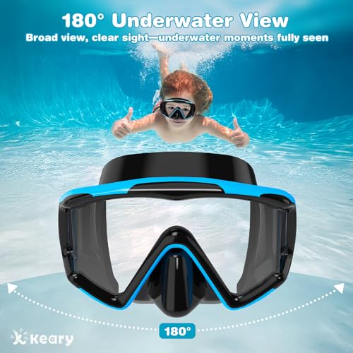 Keary Kids Swim Goggles with Nose Cover 3-Window Swimming Goggles for 4-16 6-14 8-12 3-5 4-7 Years Old Underwater Swim Mask for Toddler Boys Girls Youth Child Water Pool Goggle Anti-Fog Clear Glasses - Image 3