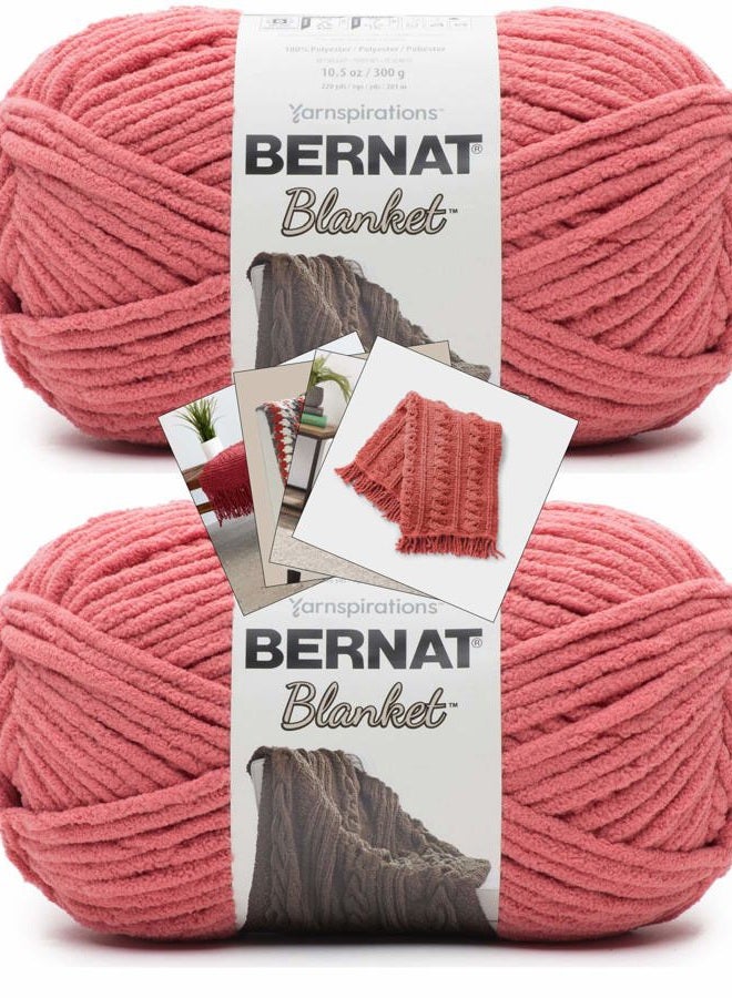 Bernat Blanket Yarn - Big Ball (10.5 oz) - 2 Pack with Pattern (Terracotta Rose) - Image 1