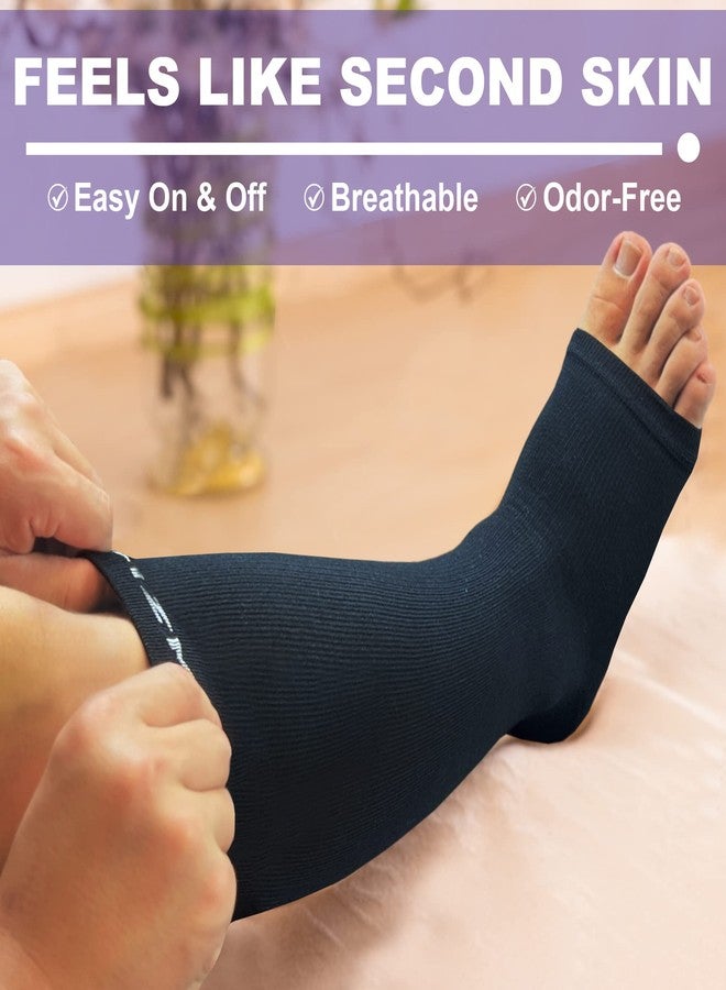 NEWZILL Copper Compression Socks for Women & Men Circulation 20-30mmHg, Graduated Open Toe, Cotton Compression Socks for Nurses, Black, L-XL - Image 4