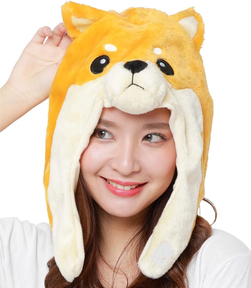 SAZAC Shiba Inu Dog Fluffy Beanie Cap Soft Warm Winter Head wear Yellow - Image 4