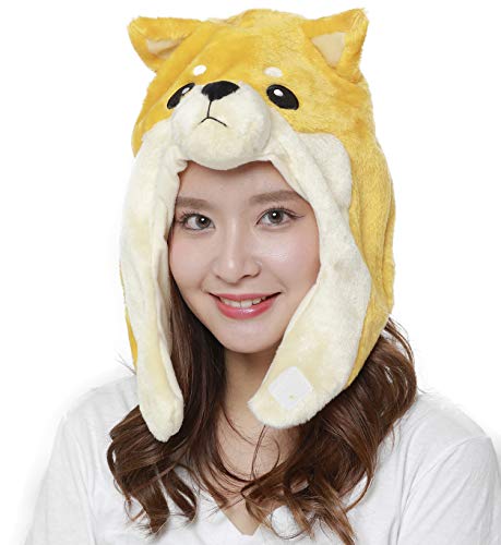 SAZAC Shiba Inu Dog Fluffy Beanie Cap Soft Warm Winter Head wear Yellow - Image 1