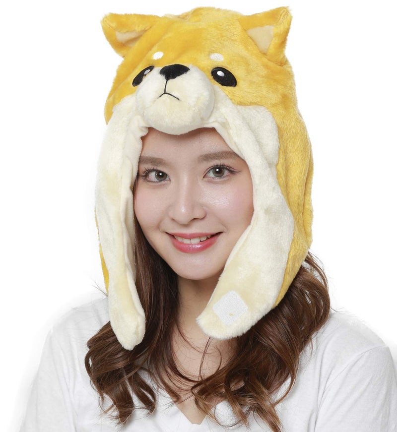 SAZAC Shiba Inu Dog Fluffy Beanie Cap Soft Warm Winter Head wear Yellow - Image 2