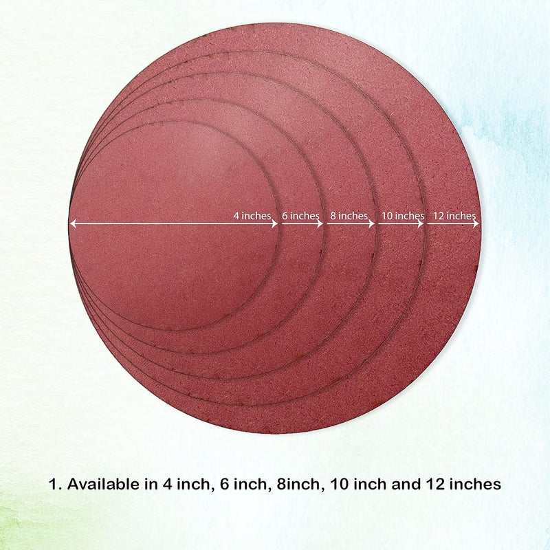 ELK MDF Art Board 34 mm 8 inch 20 cm inch Highest Quality Waterproof Grade Round Craft Board Painting Board for Resin Art Mandala Art Painting PyrographyPack of 15 - Image 3