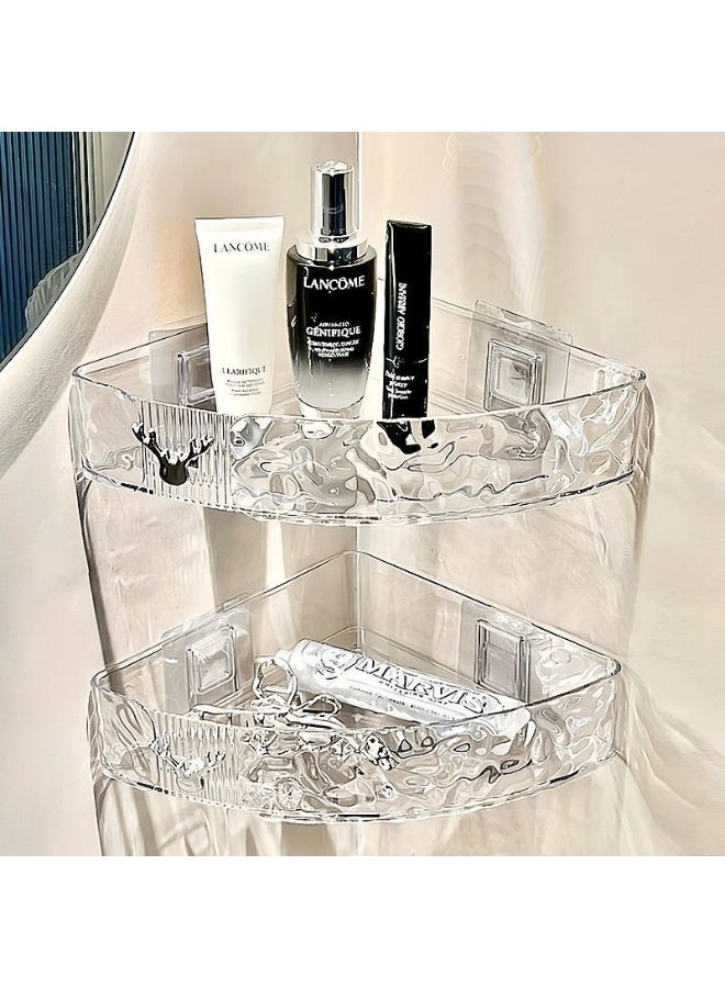 2 Pieces Wall-Mounted Bathroom Shelf No Drilling with Stickers  - Image 1