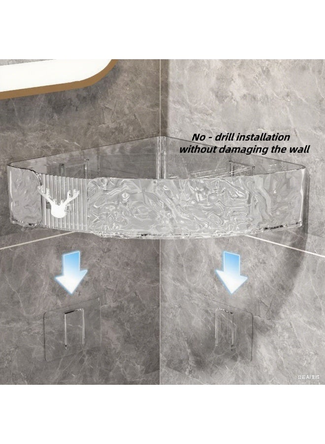 2 Pieces Wall-Mounted Bathroom Shelf No Drilling with Stickers  - Image 5