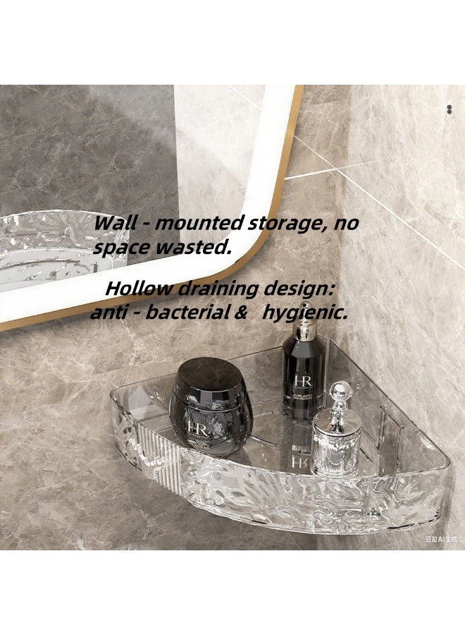 2 Pieces Wall-Mounted Bathroom Shelf No Drilling with Stickers  - Image 2