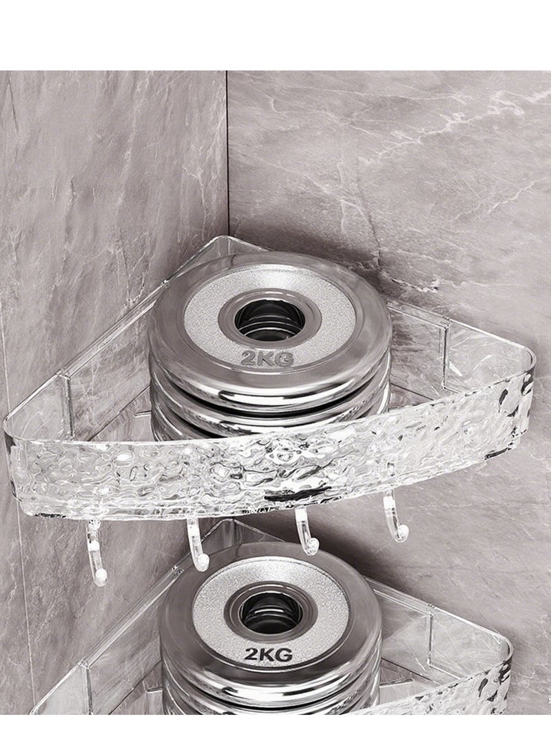 2 Pieces Wall-Mounted Bathroom Shelf No Drilling with Stickers  - Image 3