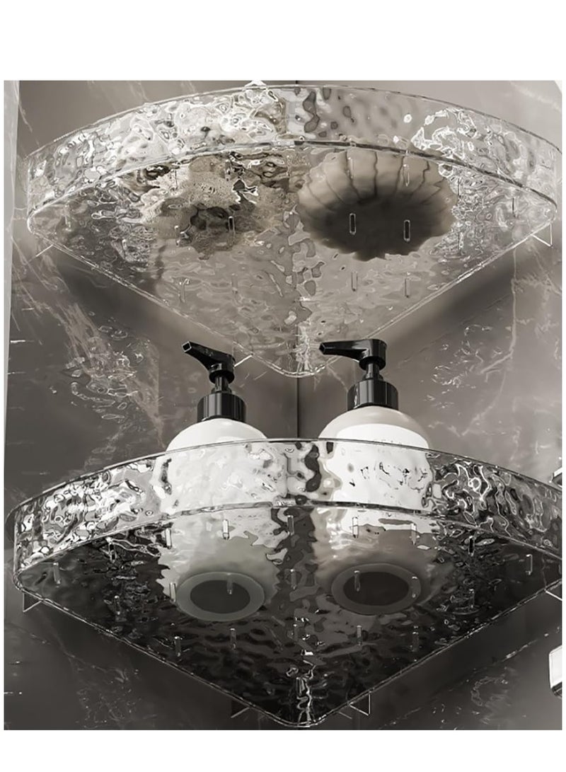 2 Pieces Wall-Mounted Bathroom Shelf No Drilling with Stickers  - Image 4