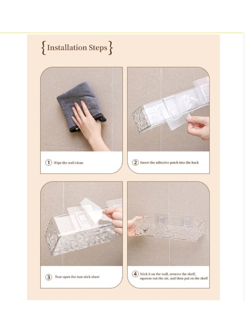 Shower Caddy Shelf, Set Of 2pcs, Corner Bathroom Shelf For Bathroom Organizer And Storage, No-Drilling Shower Organizer, Transparent ABS+PET Bathroom Accessories (Transparent White)