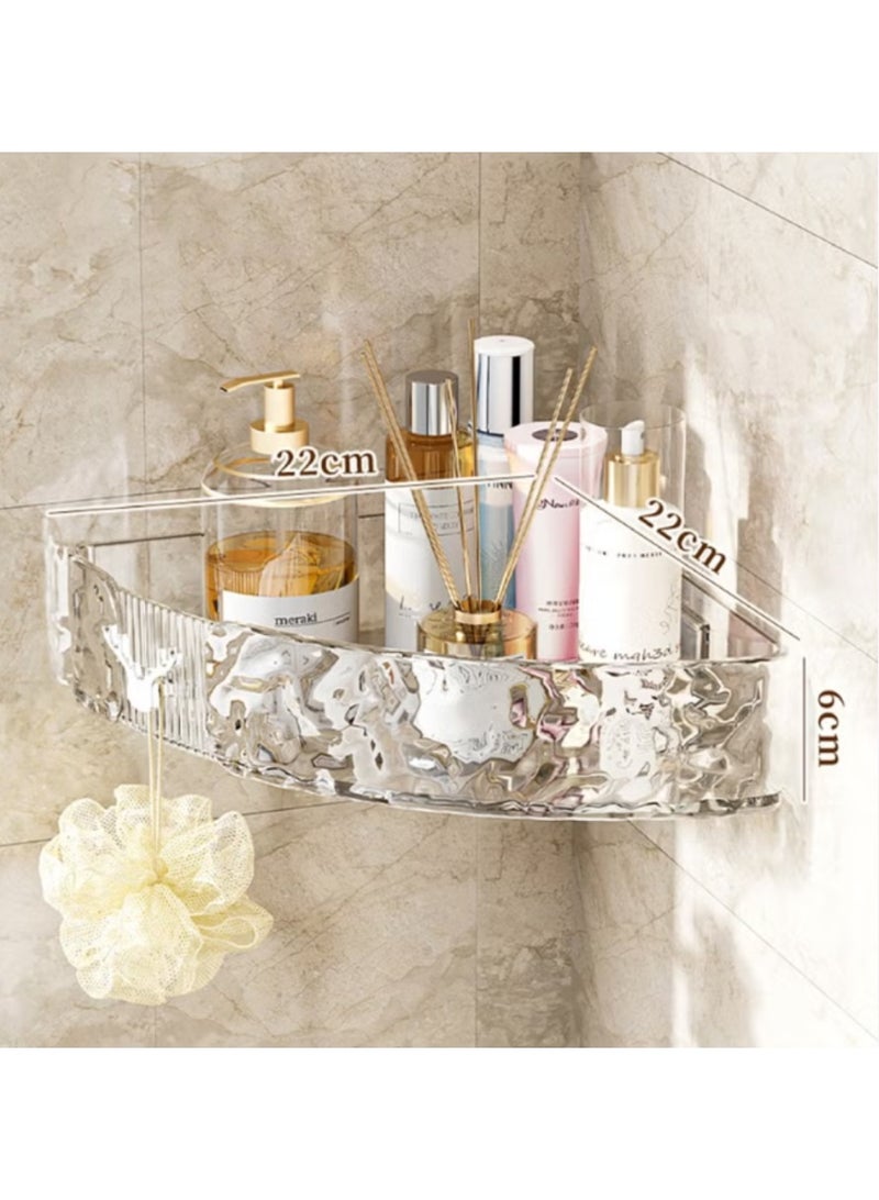 Shower Caddy Shelf, Set Of 2pcs, Corner Bathroom Shelf For Bathroom Organizer And Storage, No-Drilling Shower Organizer, Transparent ABS+PET Bathroom Accessories (Transparent White)