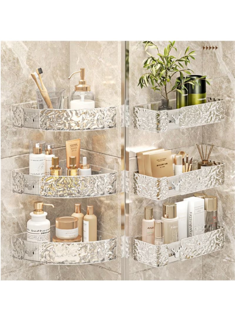 Shower Caddy Shelf, Set Of 2pcs, Corner Bathroom Shelf For Bathroom Organizer And Storage, No-Drilling Shower Organizer, Transparent ABS+PET Bathroom Accessories (Transparent White)