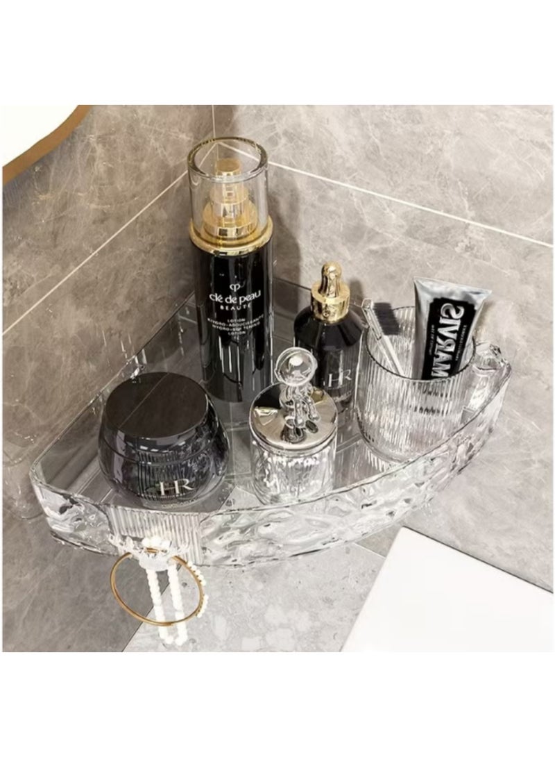 Shower Caddy Shelf, Set Of 2pcs, Corner Bathroom Shelf For Bathroom Organizer And Storage, No-Drilling Shower Organizer, Transparent ABS+PET Bathroom Accessories (Transparent White)