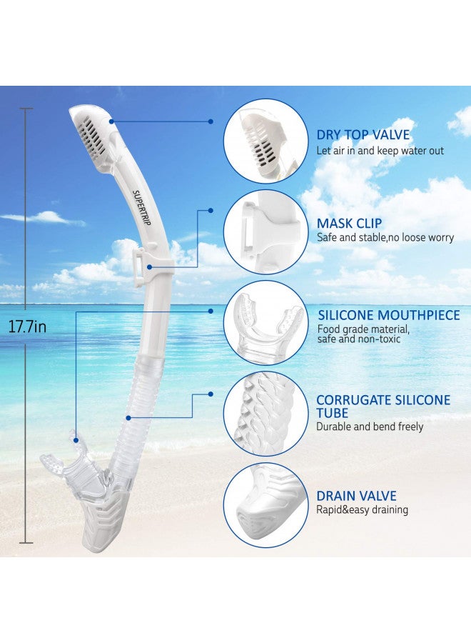 Supertrip Dry Snorkel Adult, Scuba Diving with Splash Guard and Top Valve, Freediving Snorkeling Swimming Snorkel for Adults Youth - Image 1