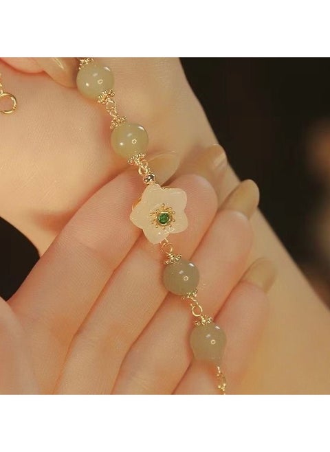 Green Beads Flower Bracelet