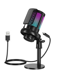 Anmi Gaming Microphone,Condenser USB Microphone,Gaming USB Microphone For PC PS5,Condenser Mic With Quick Mute RGB Indicator Pop Filter, Gain Knob & Monitoring Jack For Streaming  - Image 1