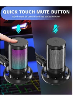 Anmi Gaming Microphone,Condenser USB Microphone,Gaming USB Microphone For PC PS5,Condenser Mic With Quick Mute RGB Indicator Pop Filter, Gain Knob & Monitoring Jack For Streaming  - Image 2