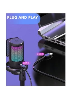 Anmi Gaming Microphone,Condenser USB Microphone,Gaming USB Microphone For PC PS5,Condenser Mic With Quick Mute RGB Indicator Pop Filter, Gain Knob & Monitoring Jack For Streaming  - Image 5