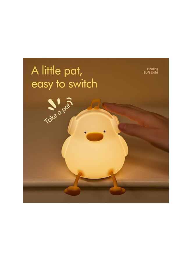 The Bros LED Happy Duck Night Light for Kids, 3 Level Dimmable Nursery Nightlight, Kawaii Silicone Squishy Light Up Duck Nursery Lamp, Bedside Touch Lamp Creative Gifts for Boys Girls Room Decor - Image 5