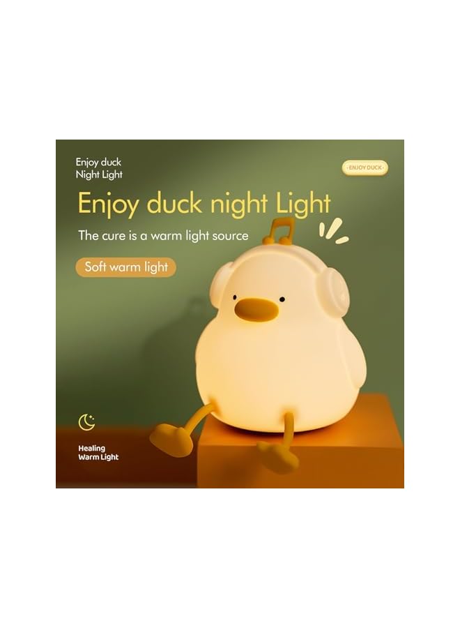 The Bros LED Happy Duck Night Light for Kids, 3 Level Dimmable Nursery Nightlight, Kawaii Silicone Squishy Light Up Duck Nursery Lamp, Bedside Touch Lamp Creative Gifts for Boys Girls Room Decor - Image 4