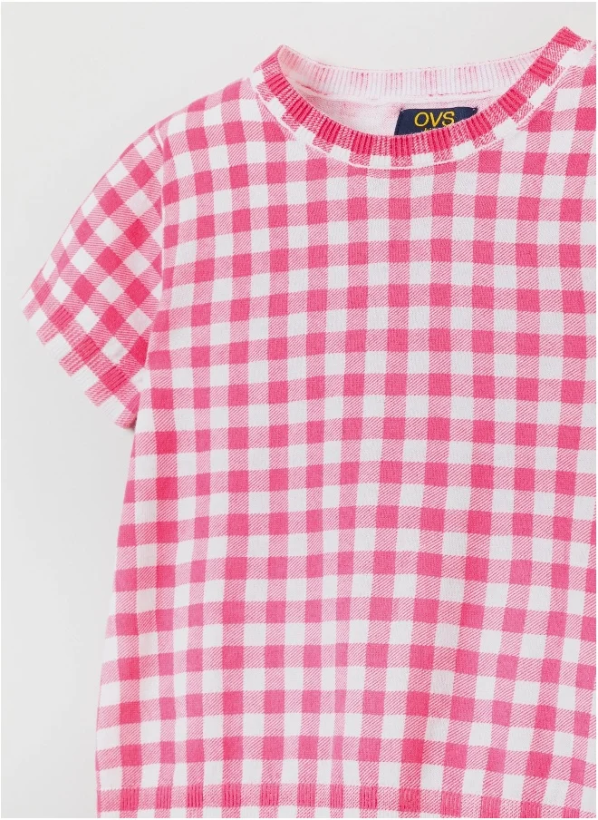 Ovs OVS Jersey T-Shirt With Gingham Pattern