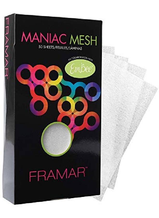 framar Maniac Mesh Sheets Mesh Strips For Hair Dye Hair Color Hair Bleach 50 Pack (Reusable) - Image 2