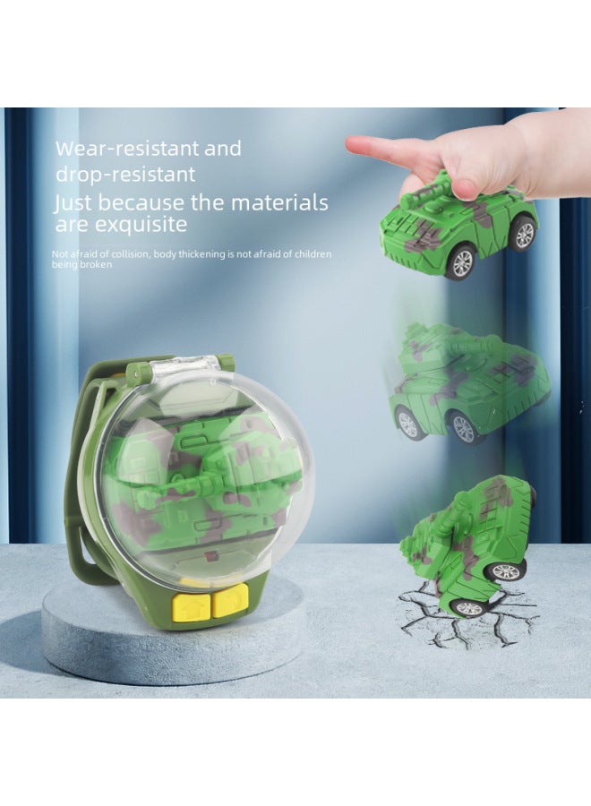 Electric Watch Remote Control Car Mini Tank Dinosaur Racing USB Charging 3 Children 4 Toys Wholesale-Color:Watch Remote Control Alloy Dinosaur Car 【USB Charging】 Green To Send The Battery - Image 3
