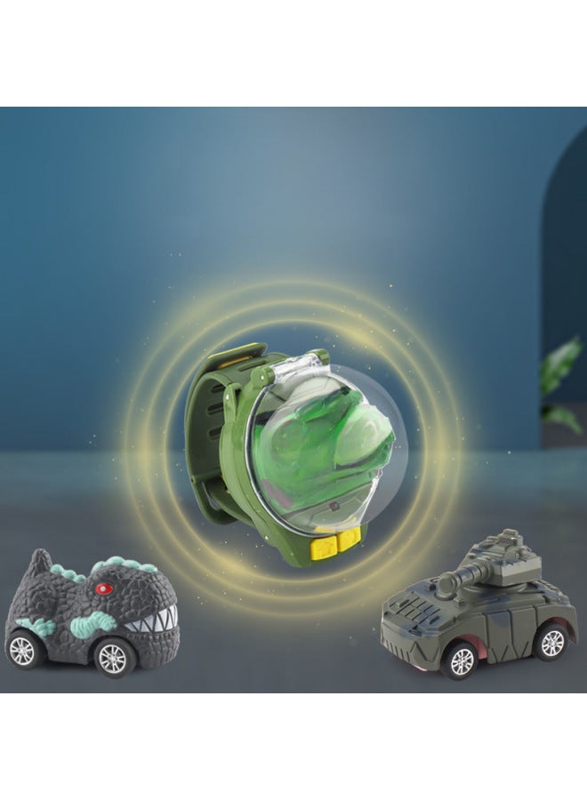 Electric Watch Remote Control Car Mini Tank Dinosaur Racing USB Charging 3 Children 4 Toys Wholesale-Color:Watch Remote Control Alloy Dinosaur Car 【USB Charging】 Green To Send The Battery - Image 4