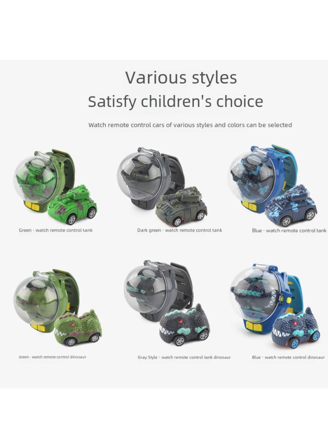 Electric Watch Remote Control Car Mini Tank Dinosaur Racing USB Charging 3 Children 4 Toys Wholesale-Color:Watch Remote Control Alloy Dinosaur Car 【USB Charging】 Green To Send The Battery - Image 5