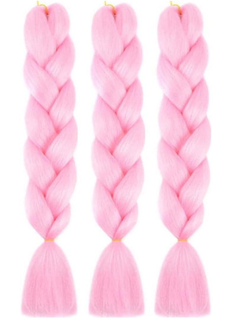Estelle African braids Hair Extension,Crochet Braiding Hair Extensions Synthetic Braiding Hair High Temperature Synthetic Fiber Yaki Jumbo Braiding Hair (Pink 3 pcs)  - Image 2