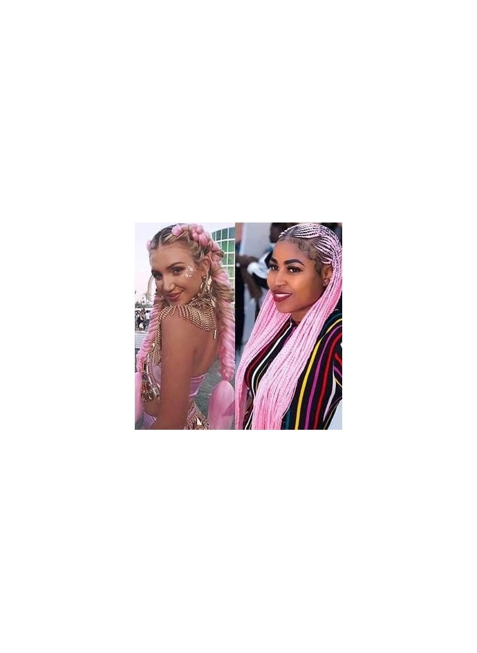 Estelle African braids Hair Extension,Crochet Braiding Hair Extensions Synthetic Braiding Hair High Temperature Synthetic Fiber Yaki Jumbo Braiding Hair (Pink 3 pcs)  - Image 3