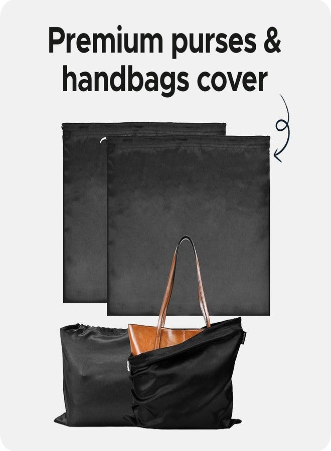 Encasify Handbag & Purse Covers - Pack of 2 Scratch-Proof Polyester Dust Bags for Handbags, Purses, and Shoes with Drawstring Closure - Black (BLACK, 19.6 × 15.7 in) - Image 2