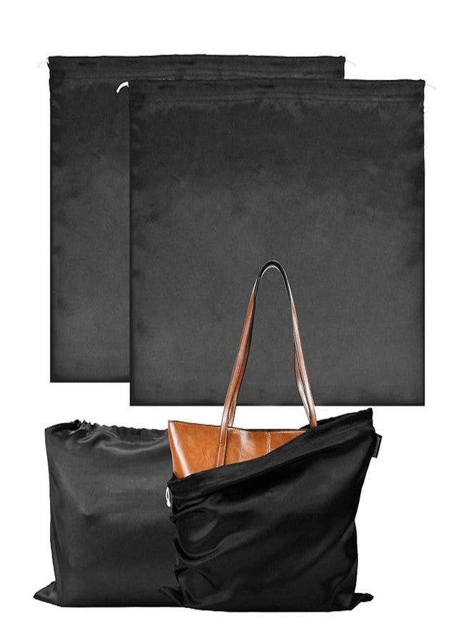 Encasify Handbag & Purse Covers - Pack of 2 Scratch-Proof Polyester Dust Bags for Handbags, Purses, and Shoes with Drawstring Closure - Black (BLACK, 19.6 × 15.7 in) - Image 1