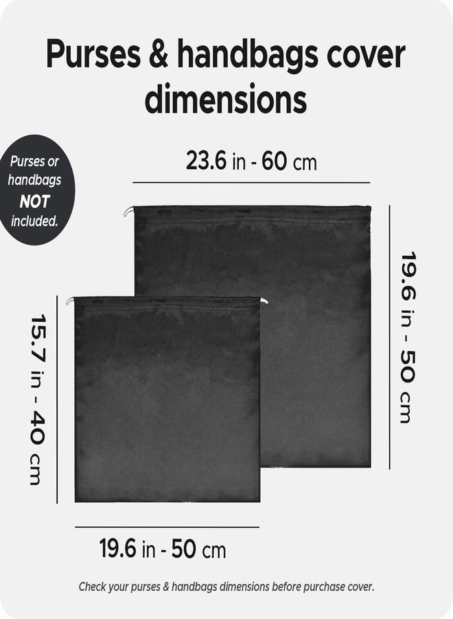 Encasify Handbag & Purse Covers - Pack of 2 Scratch-Proof Polyester Dust Bags for Handbags, Purses, and Shoes with Drawstring Closure - Black (BLACK, 19.6 × 15.7 in) - Image 3