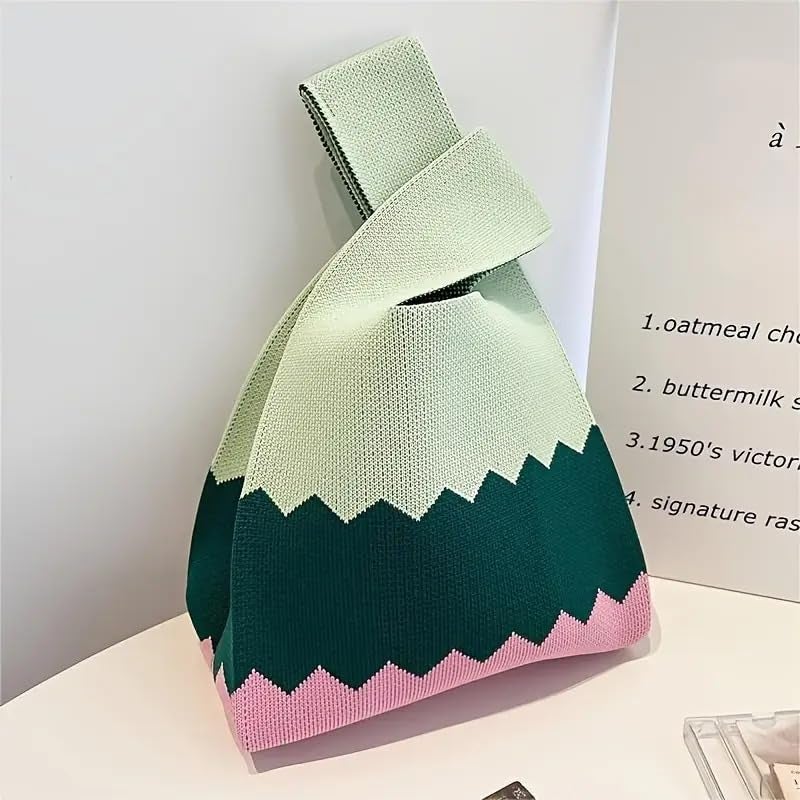 Kawn ® Crochet Wrist Handbag for Women Wristlet Handbag Sleeve Knot Pouch Portable knitted breathable lightweight foldable Casual Small Purse Cute Tote Bag For Shopping, Dating, Travel - Image 2