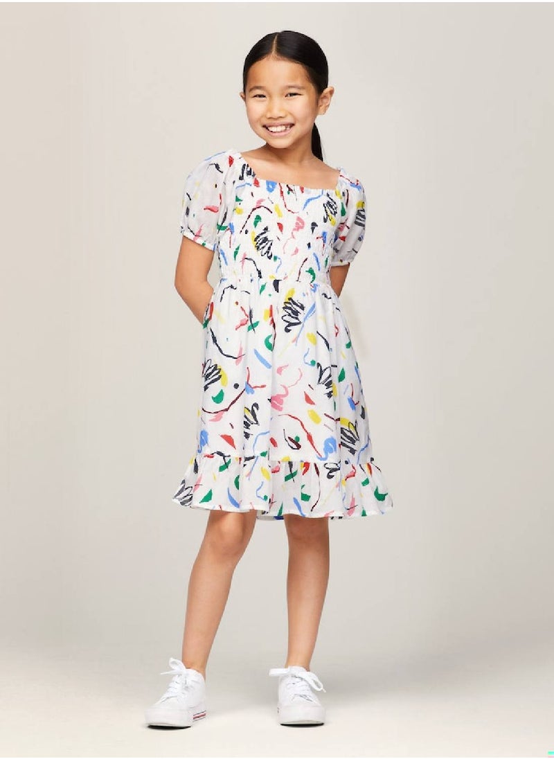 Girls' Abstract Print Smock Dress -  Pure organic cotton, Multicolor - pzsku/ZC9424F150D908D05EFE7Z/45/_/1724216625/1f8b1a82-6b51-4ca9-9ed4-c3db0652d26a