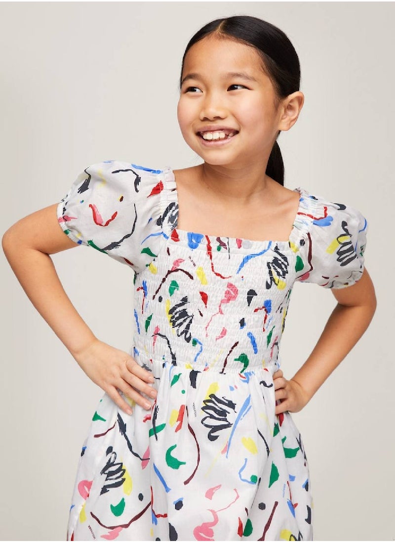 Girls' Abstract Print Smock Dress -  Pure organic cotton, Multicolor - pzsku/ZC9424F150D908D05EFE7Z/45/_/1724216627/d86dd4b8-e97f-458f-b5ca-0adfed8a3393