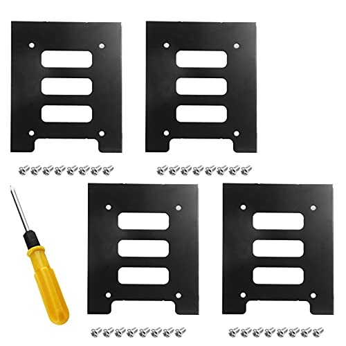 suiwotin 4PCS SSD Bracket 2.5 to 3.5 Adapter, SSD HDD Hard Disk Drive Bays Holder, SSD Mounting Bracket Kit Metal Mounting Bracket Adapter with Screwdriver and Screws - Image 1