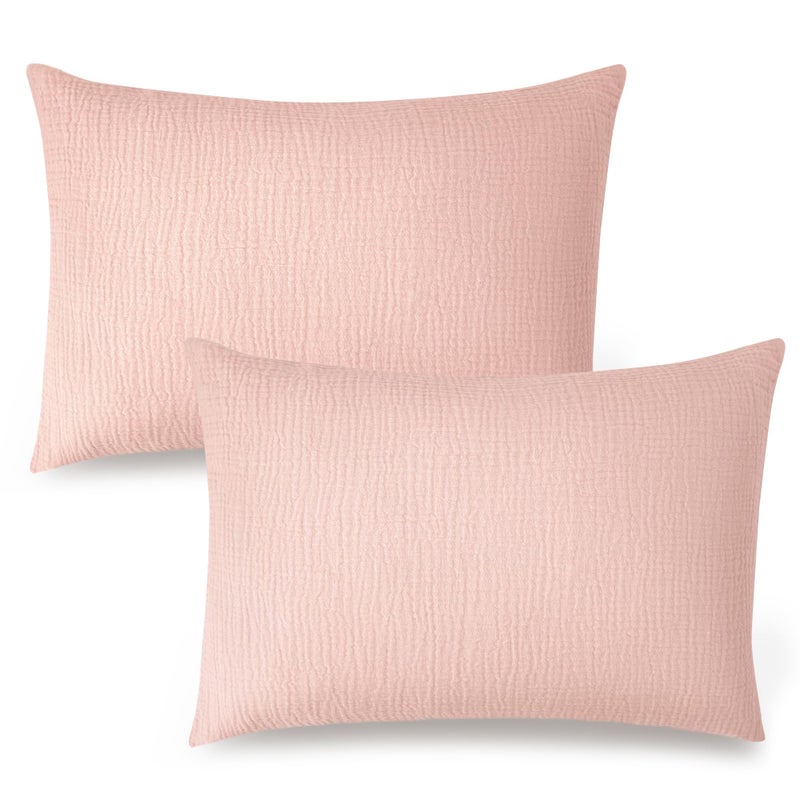 Konssy Muslin Toddler Pillowcase for 13x18 Pillow 2 Pack Soft Breathable Cotton Toddler Pillow Case 100 Cotton Travel Pillow Covers for Baby Kids Pink - Image 2