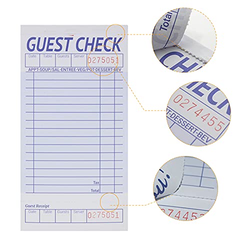 suituts 24 Pack Guest Check Book Board/Pads, Server Note Pads and Waitress Order Pads, Waitress Book for Restaurant, 1 Part Booked with 15 Lines, 50 Checks Per Book, with 6 Clips - Image 3